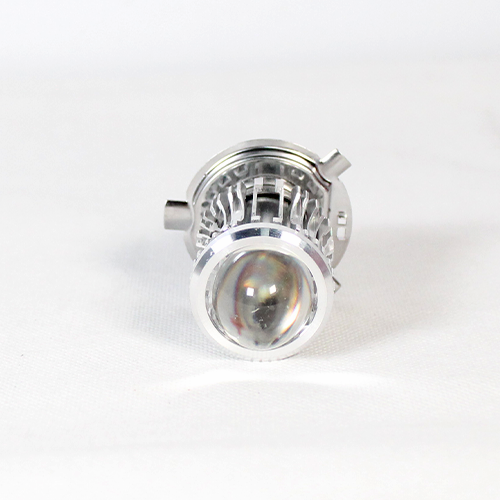 FOCO DE FARO LED H4 CON LUPA LUZ BLANCA Y AMARILLA CON CARCASA PLATA