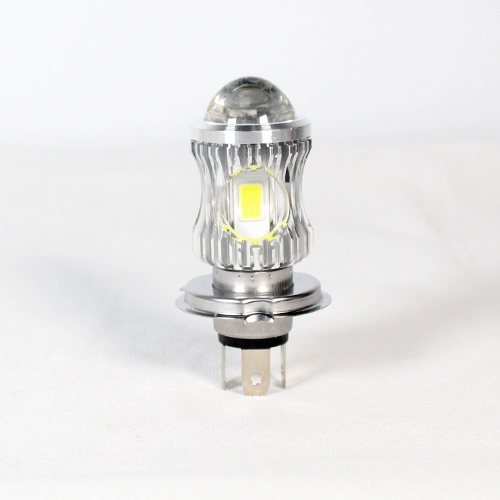 FOCO DE FARO LED H4 CON LUPA LUZ BLANCA Y AMARILLA CON CARCASA PLATA