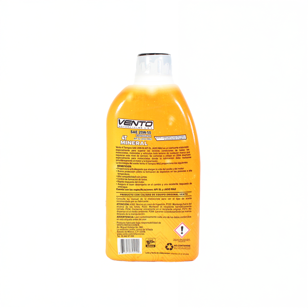 Aceite Vento 4 Tiempos SL Mineral Jaso MA2 20W-50