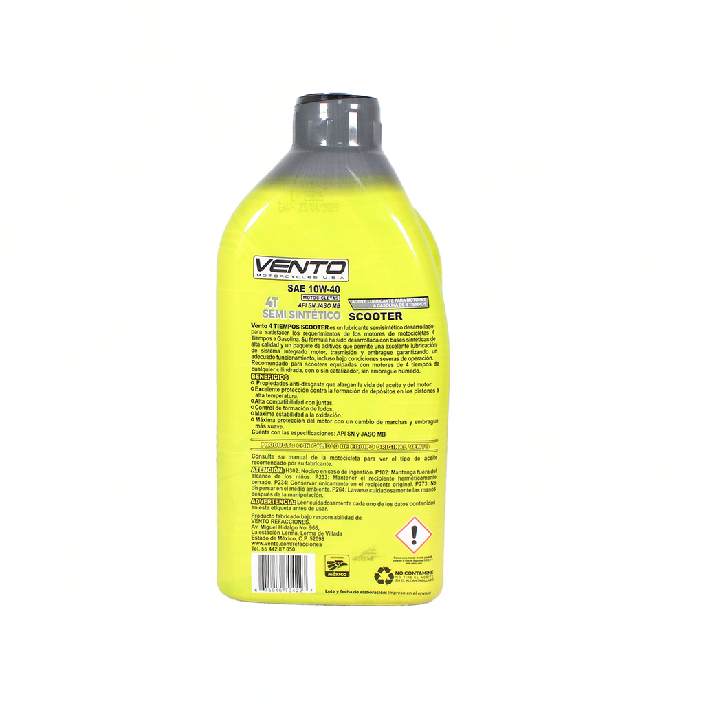 Aceite Vento 4 Tiempos SN Scooter Jaso MB 10W-40
