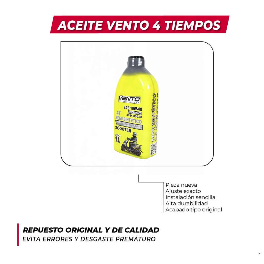 Aceite Vento 4 Tiempos SN Scooter Jaso MB 10W-40