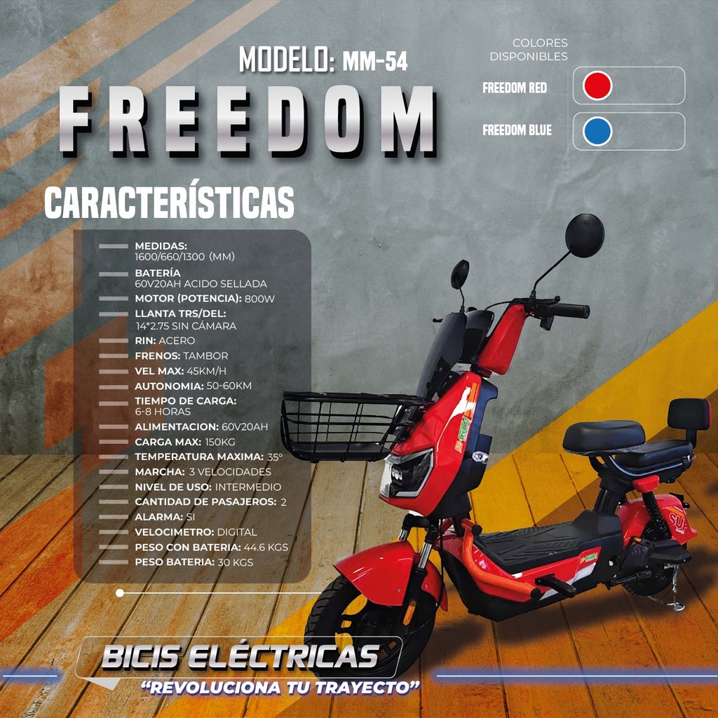 BICICLETA ELECTRICA FREEDOM / AZUL