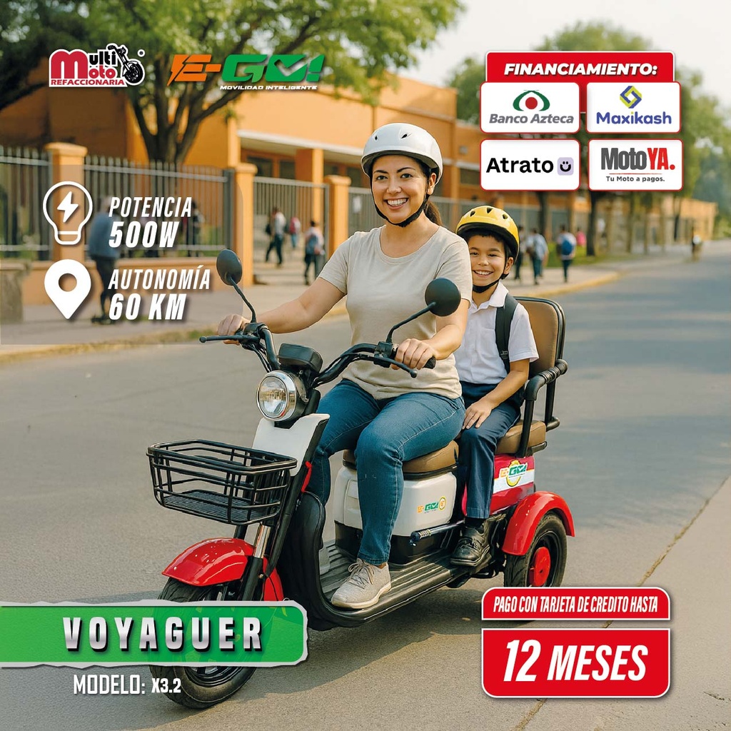 BICICLETA ELECTRICA X3-2 VOYAGUER / ROJO