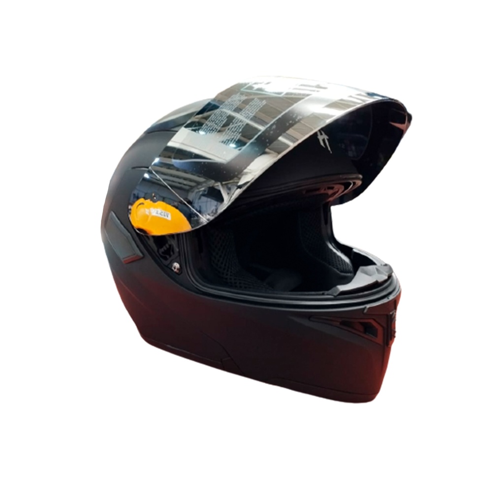 CASCO ABATIBLE HALF C/LUZ TRASERA RECARGABLE Y DOBLE VISOR MICA ESPEJO YING / NEGRO MATE 5Vcc