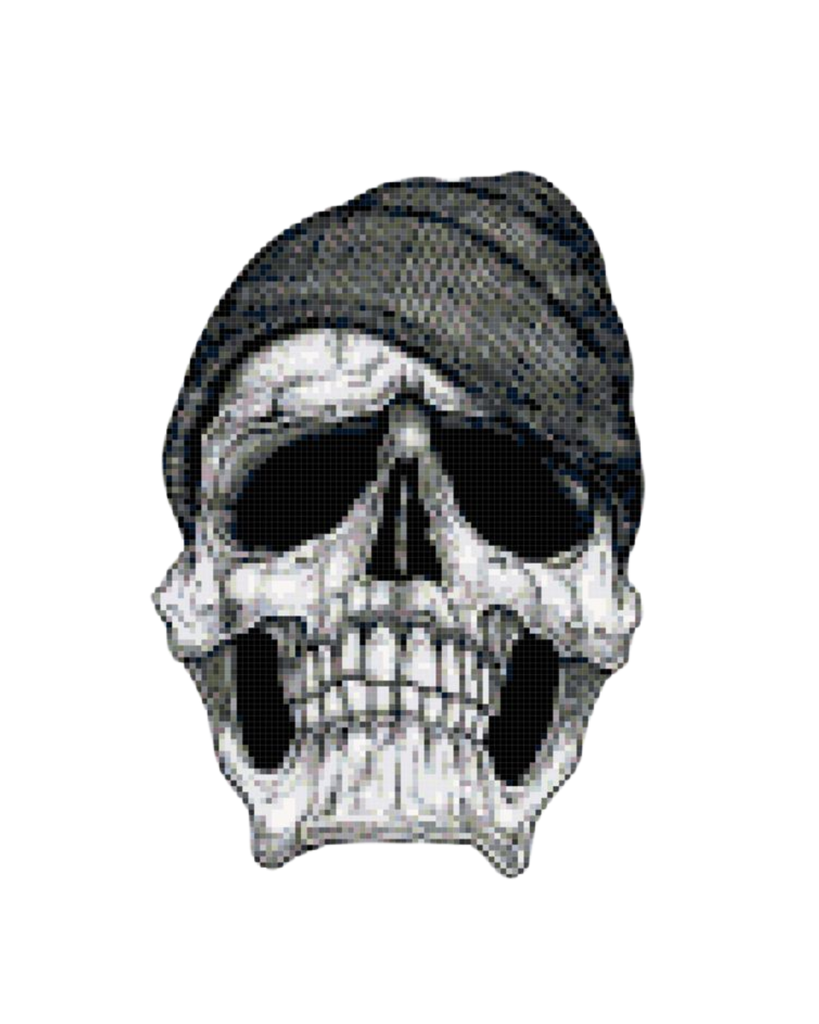 CALCOMANIA GRANDE CALAVERA GORRO NEGRO