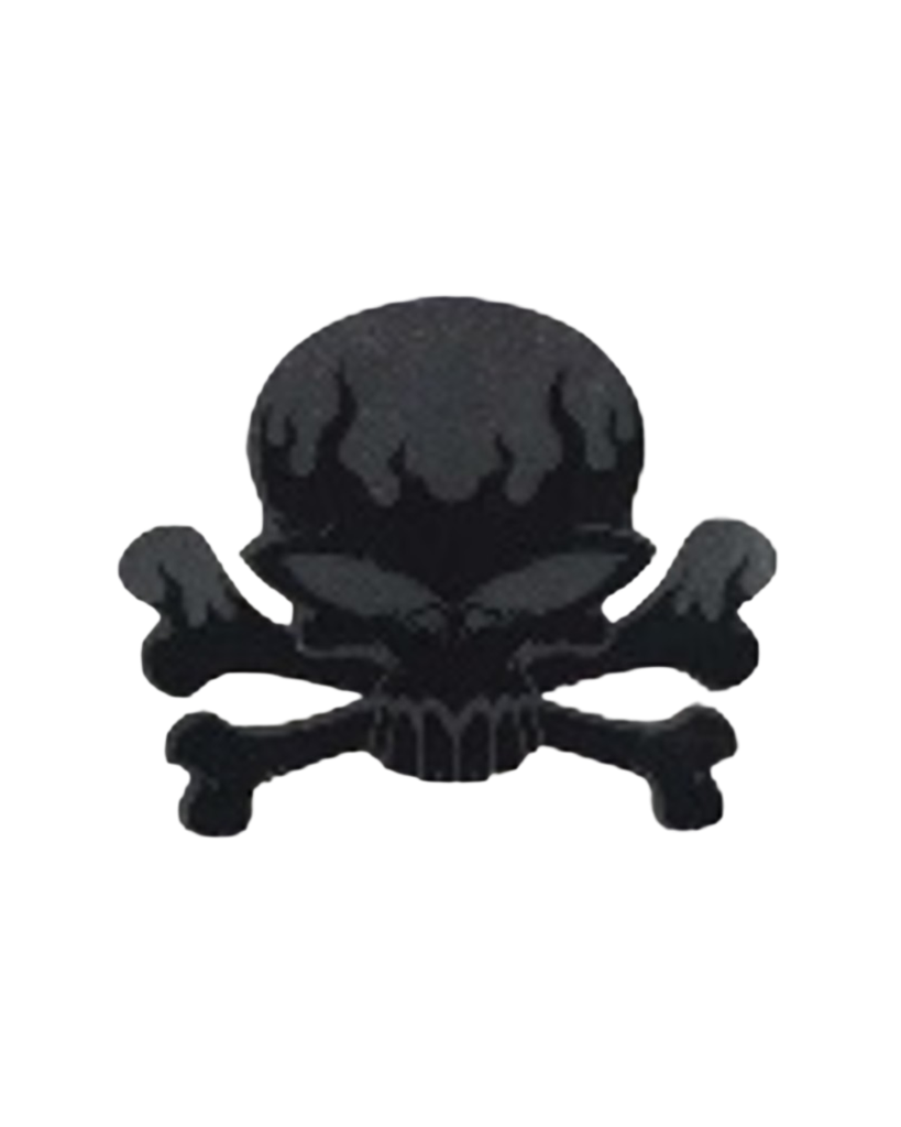 CALCOMANIA GRANDE CALAVERA PLATA LLAMAS