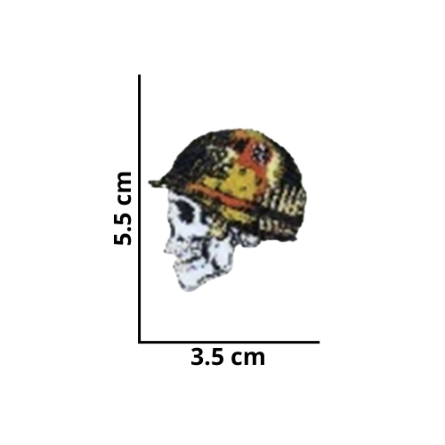 [MED-ACR-200] CALCOMANIA MEDIANA ACRILICO CALAVERA BALAS 5.5x3.5 cm 