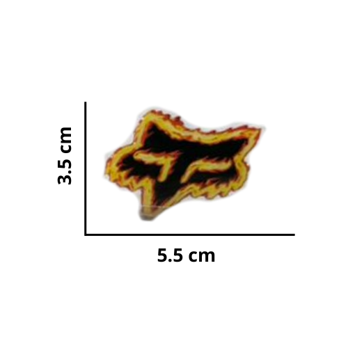 CALCOMANIA MEDIANA ACRILICO FOX EN LLAMAS 5.5x3.5 cm 