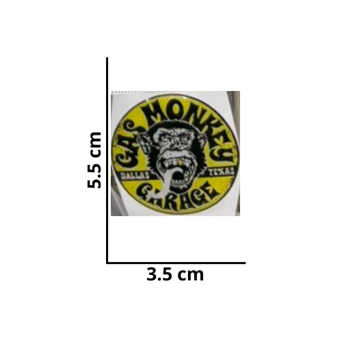 CALCOMANIA MEDIANA ACRILICO GAS MONKEY AMARILLO 5.5x3.5 cm 