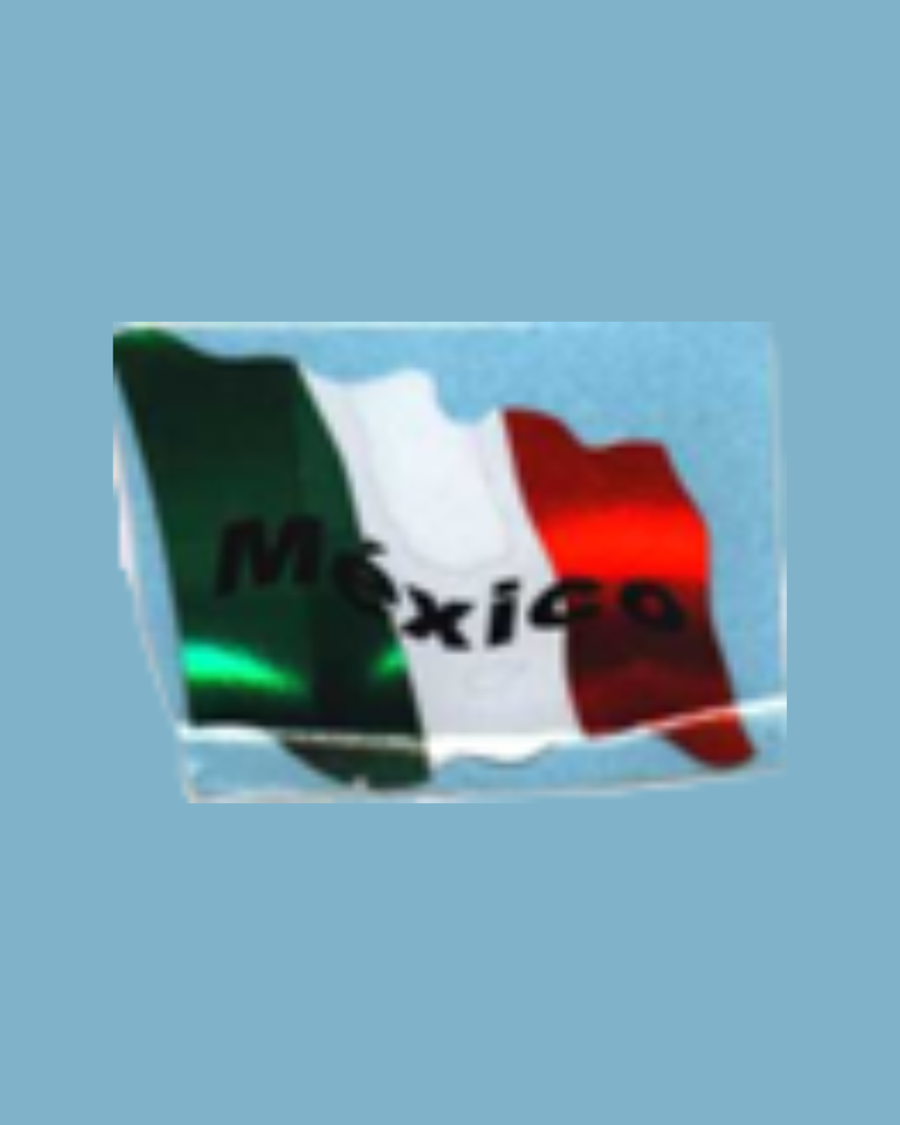 CALCOMANIA MEDIANA VINIL LETRAS MEXICO CON BANDERA