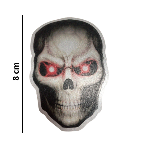 CALCOMANIA REFLEJANTE CALAVERA OJOS ROJOS 8X7 CM 