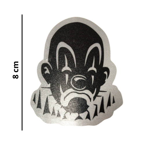 CALCOMANIA REFLEJANTE PAYASO COLOR NEGRO 8X7 CM 