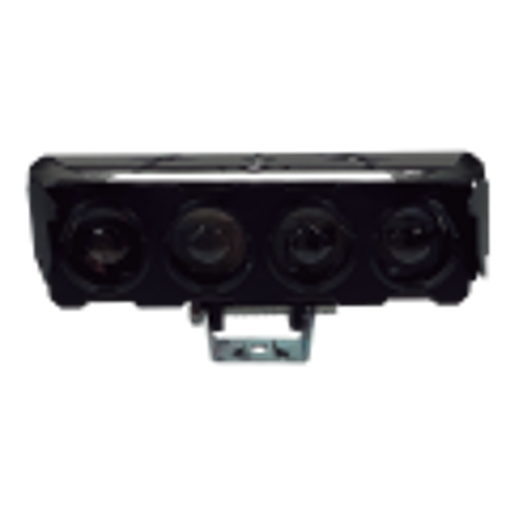 Faro auxiliar led rectangular 4 lupas luz amarillo-blanco con estrobo.