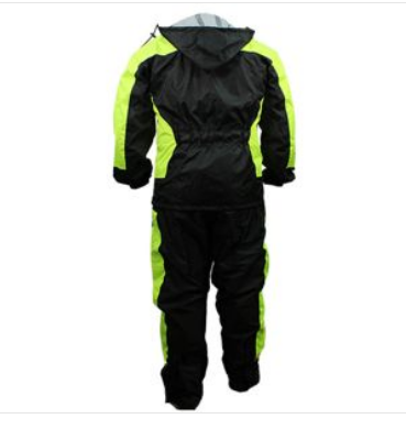 IMPERMEABLE A-JACKETS 2 PIEZAS DE PVC RESORTE EN EL PANTALON DOBLE SOLAPA GORRA REFLEJANTES EN PECHOO Y PIERNA Amarillo Negro TALLA L