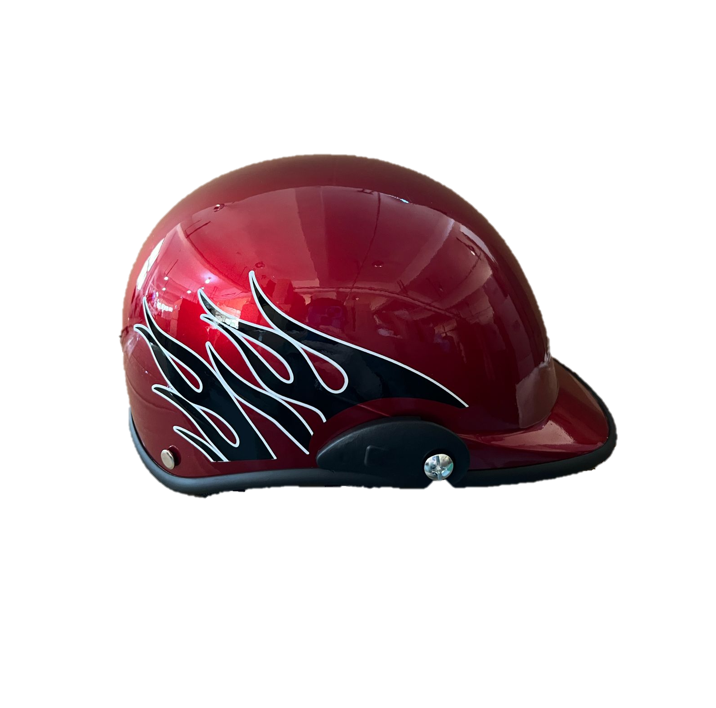 MEDIO CASCO MEK FLORES COLOR ROJO/NEGRO