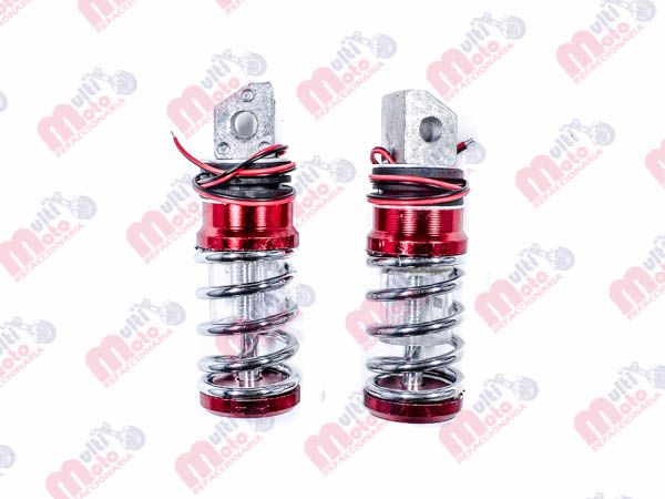 [POS-1616-0913R-R] JUEGO POSAPIE ALUMINIO C/LUZ RESORTE ROJO