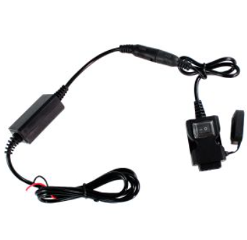 CARGADOR USB DOBLE CUADRADO NEGRO / BOTON ENCENDIDO ENTRADA 12 Vcc / SALIDA 5 Vcc / 1.5 A - 2.1 A / 7.5 W - 10.5 W /