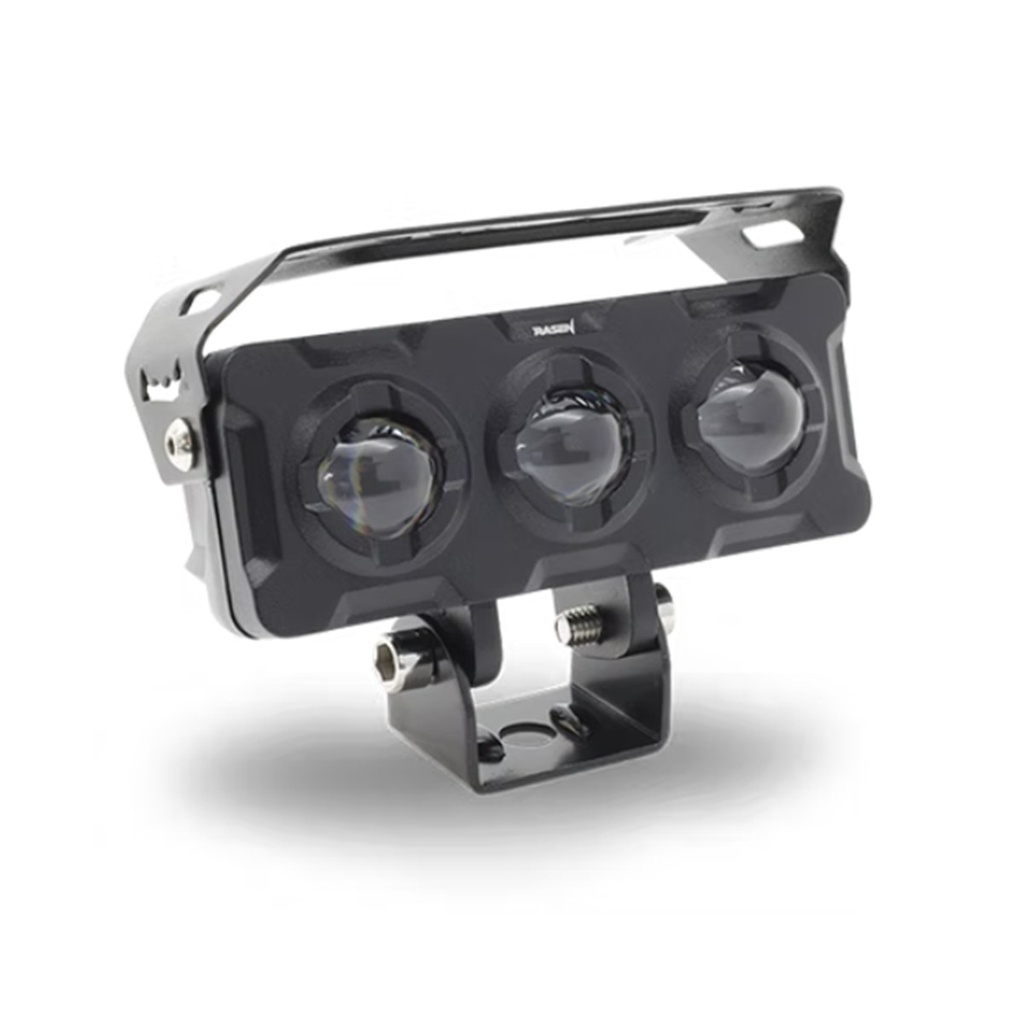 FARO AUXILIAR RECTANGULAR 3 OJOS CON LUPA LUZ BLANCA Y AMARILLA