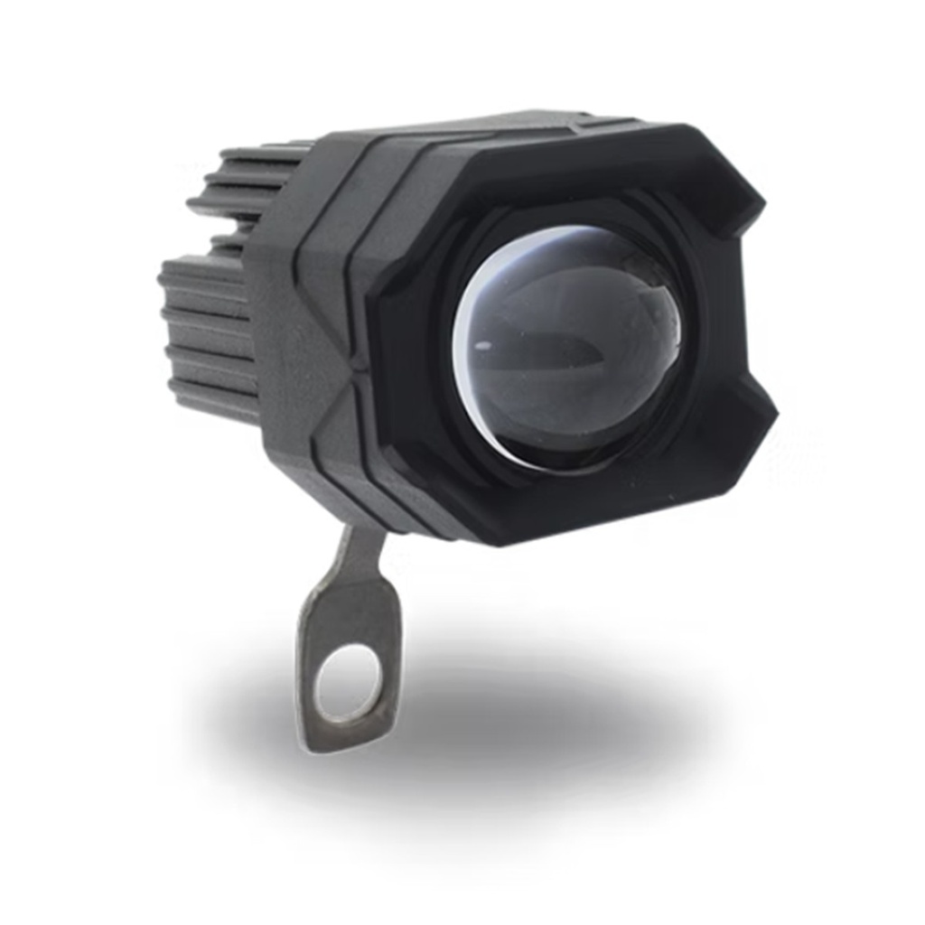 FARO AUXILIAR HEXAGONAL LED CON LUPA LUZ FIJA AMARILLO-BLANCO BASE PLANA EXTENDIDA