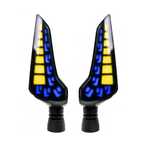 [OK-DIR-A064] DIRECCIONAL LED SECUENCIAL TIPO BOOMERANG AMAR-AZUL UNIVERSAL