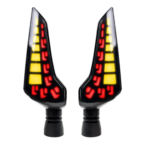 [OK-DIR-A065] DIRECCIONAL LED SECUENCIAL TIPO BOOMERANG AMAR-ROJO UNIVERSAL