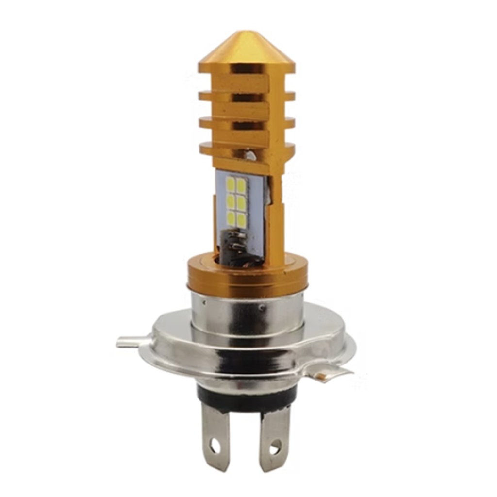 FOCO DE FARO 12 HIPER LED POTENTE H4 CARCASA DORADA LUZ BLANCA