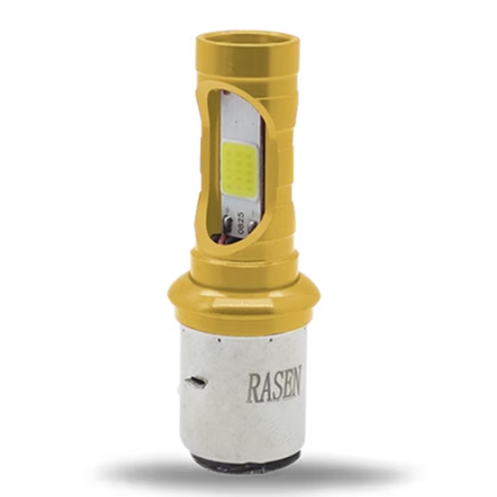 FOCO DE FARO LED MEDIA VUELTA CON DOS COLORES AMAR-BLANCO CARCASA DORADA