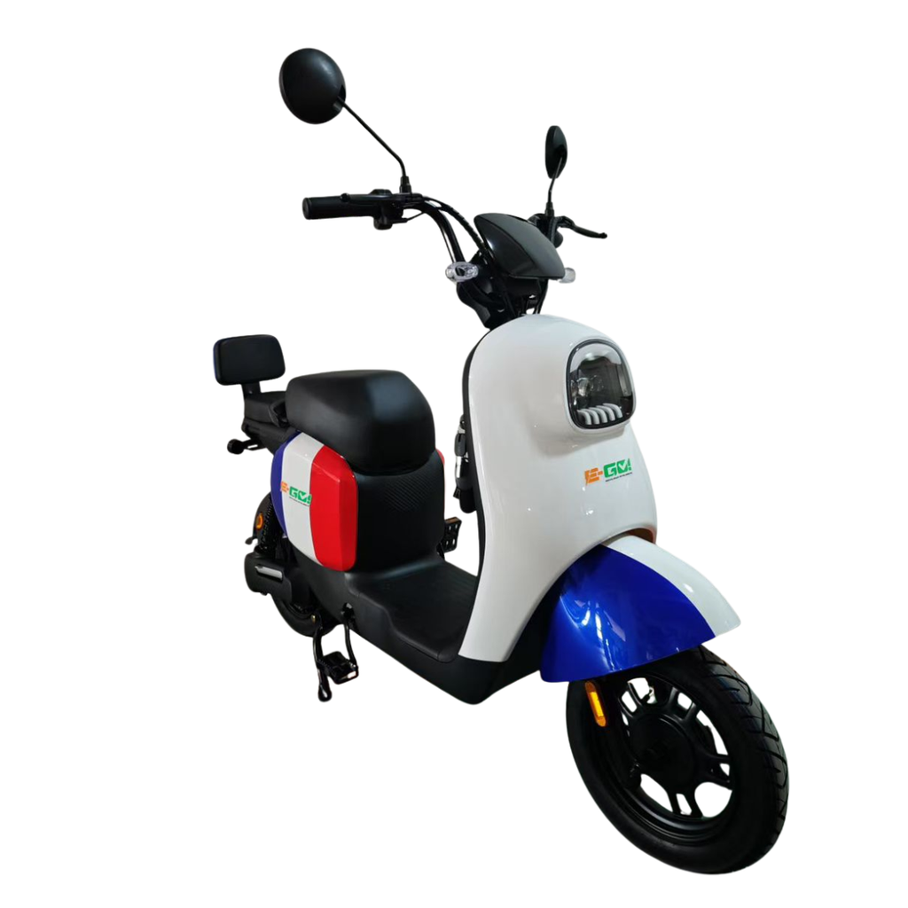 BICICLETA ELECTRICA MM-01 VINTAGE CLASSIC / AZUL-BLANCO-ROJO   