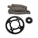 KIT DE SPROCKET CORONA 38T (DIAMETR O 71.5)/ PIÑON 15T CADENA REFORZADA NEGRA 428H-102