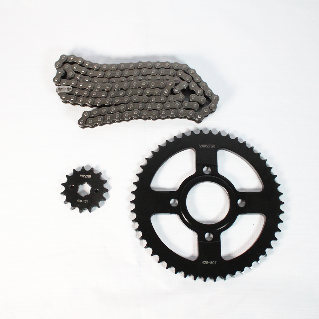 [VG15100006] KIT DE SPROCKET   CORONA  50T / PIÑON 15T CADENA REFORZADA NEGRA 428H-130 GTS300 2023 > 2024 > 2025 > 2026