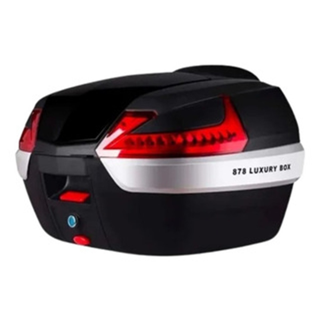 CAJA PORTA-EQUIPAJE MOTONETAS Y MOTOS DE TRABAJO LED CAPACIDAD 42 l ANCHO 53 cm/ALTO 35 cm/FONDO: 47 cm /DESMONTABLE/LEDS/RESPALDO ACOJINADO