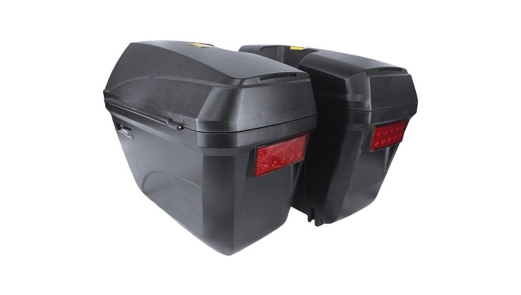 CAJAS LATERALES PORTA-EQUIPAJE LED CAPACIDAD 23 L ANCHO 48.5 cm /ALTO 38 cm / FONDO: 47.5 cm  / CARGA: 10 kg