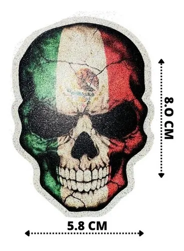 CALCOMANIA CRANEO BANDERA MEXICANA
