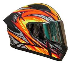CASCO CERRADO HALF CERTIFICADO DOT DOBLE VISOR MICA ESPEJO FLUX NARANJA/AMARILLO G MATE