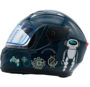 CASCO CERRADO INFANTIL C/LUZ CIBORG BRILLANTE Robot Back