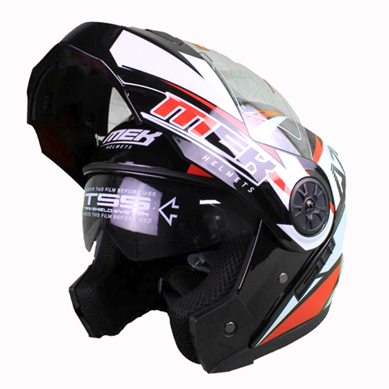 CASCO MEK MK759 ABATIBLE A7 SPORT NEGRO/ROJO Brillante