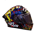 CASCO PARA MOTOCICLISTA  ABATIBLE  CHUPACABRA AZUL/VERDE TALLA L 59-60