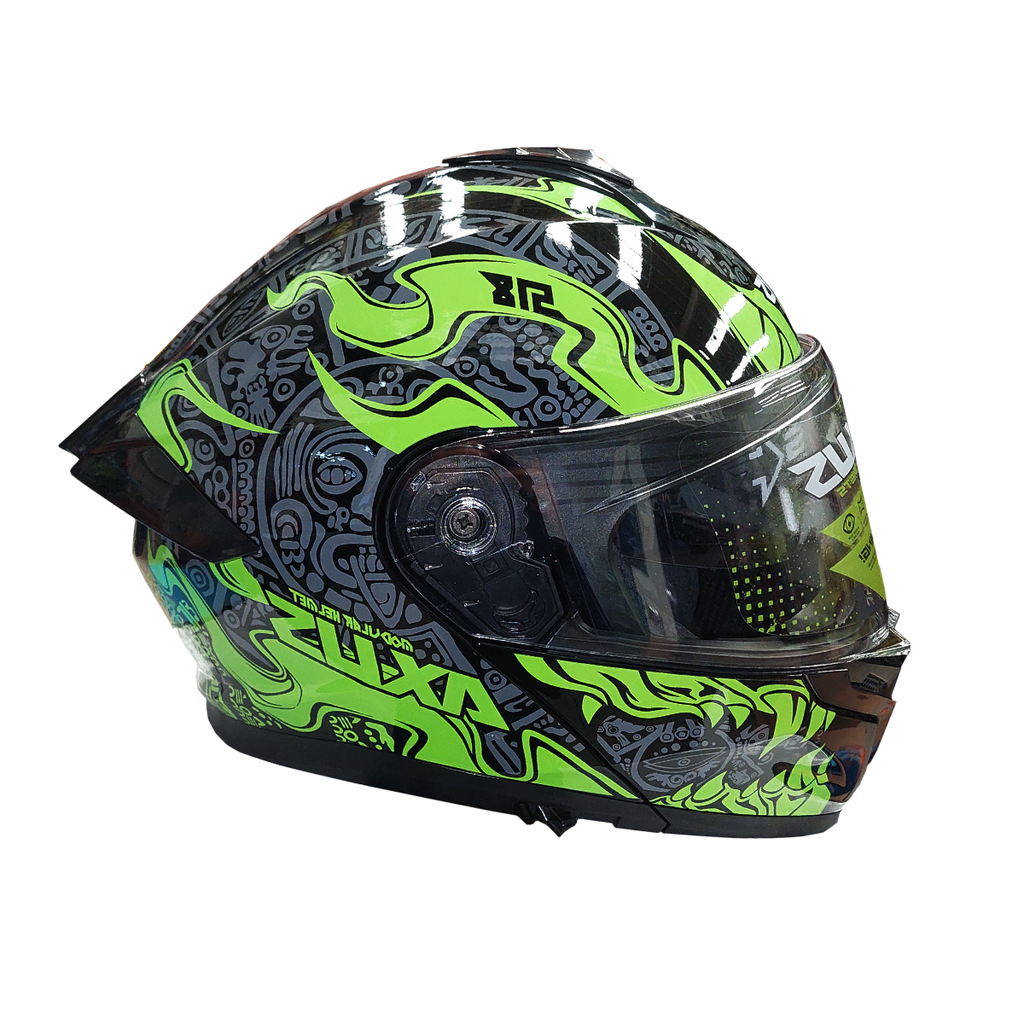 CASCO PARA MOTOCICLISTA  ABATIBLE  MAYA NEGRO/VERDE TALLA L 59-60