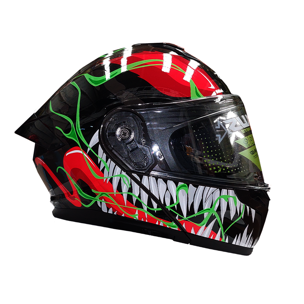 CASCO PARA MOTOCICLISTA  ABATIBLE  NIGHT GRIS/VERDE
