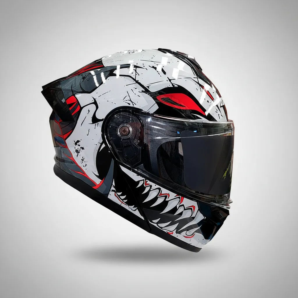 [AC1B-4024-002] CASCO PARA MOTOCICLISTA  ABATIBLE  NOCTURNE GRIS/BLANCO TALLA L 59-60