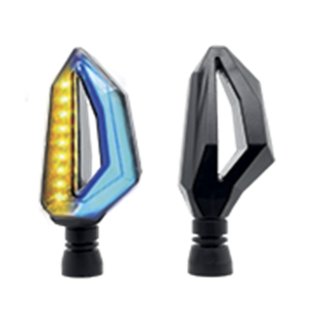 DIRECCIONAL LED SECUENCIAL TIPO ALETA UNIVERSAL (AMARILLO-AZUL)