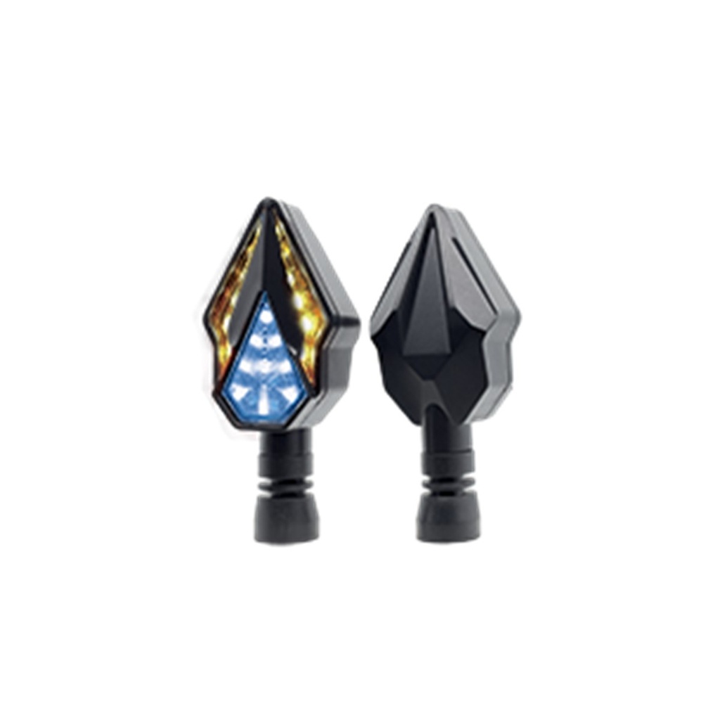 [RS-DIR-0020Y-BU] DIRECCIONAL LED SECUENCIAL TIPO DIAMANTE UNIVERSAL (AMARILLO-AZUL)