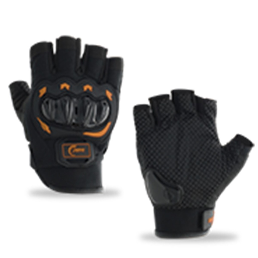 GUANTE MEDIO DEDO CON PROTECCION COLOR NARANJA EXTRA GRANDE
