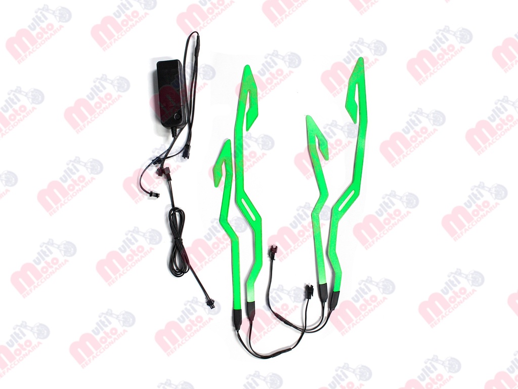 Luces led casco diseño tribal doble color VERDE MEK