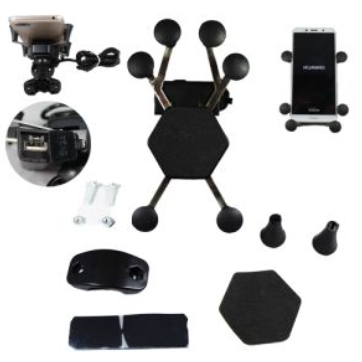 PORTA CELULAR C/BASE AJUSTABLE 6 SOPORTES / PUERTO USB CON CARGA ENTRADA 12 Vcc / SALIDA 5 Vcc / 2 A / 10 W