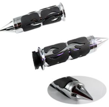 PUÑOS CROMADOS / NEGROS CHOPPER EN PUNTA CON TUBO MOVIL MANUBRIO 1"