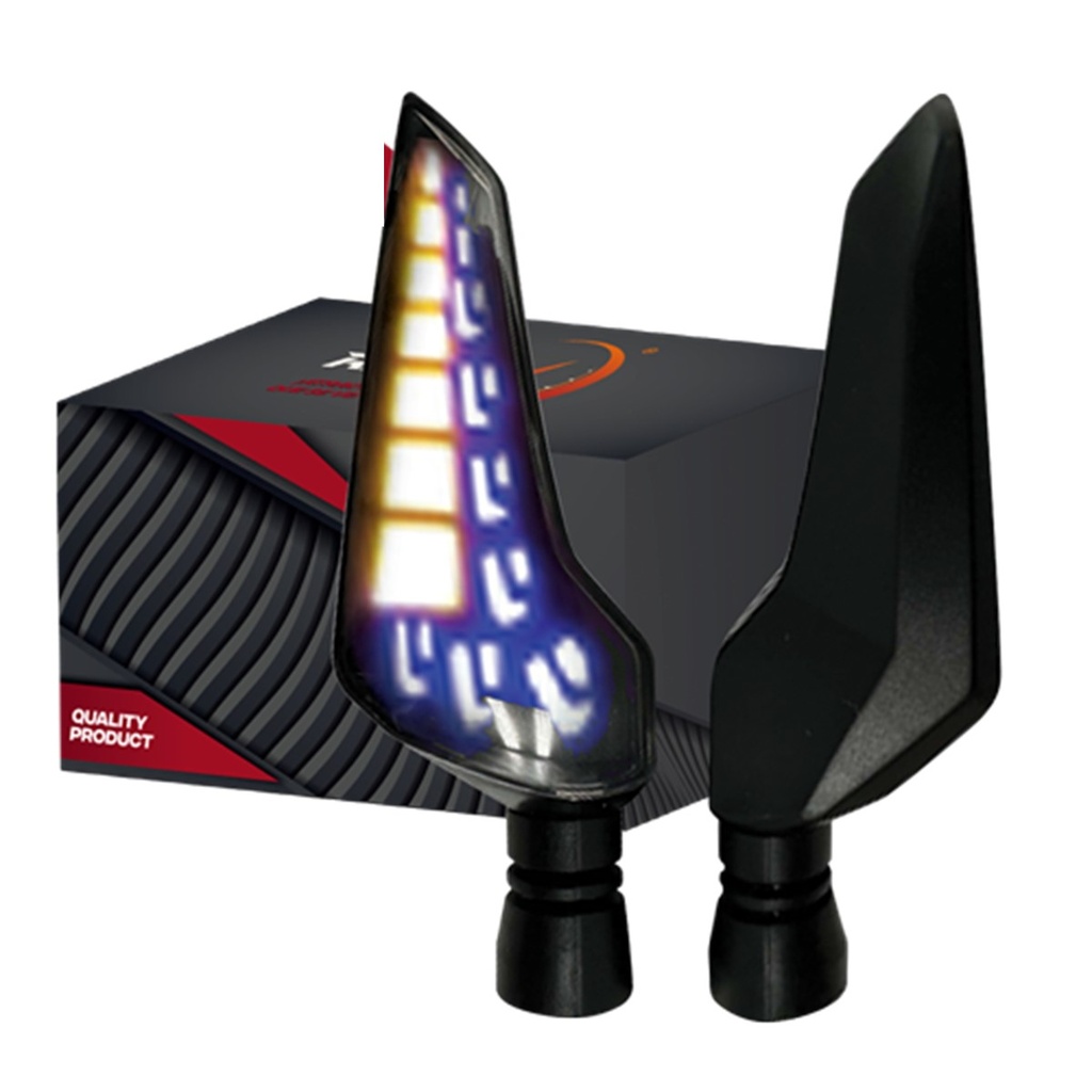 DIRECCIONAL LED SECUENCIAL TIPO BOOMERANG (AMARILLO-AZUL)
