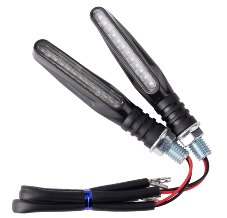 [DIR-3213-0549] DIRECCIONAL NEGRO MATE 12V 12LEDS/4CABLES LUZ RUNNING