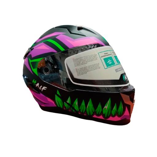 [CAS-ABA-97XL] CASCO ABATIBLE HALF DOBLE VISOR LENTE PURPURA INSANE NEGRO/ROSA TALLA EG