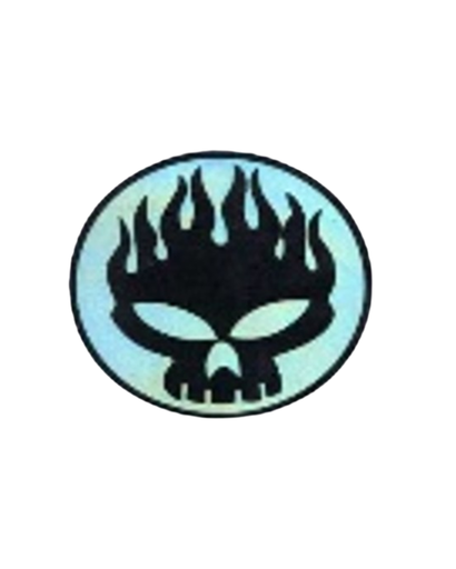 [GDE-029] CALCOMANIA GRANDE CALAVERA CIRCULO LLAMAS NEGRAS